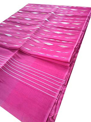 Rose color Half Silk Jamdani Saree