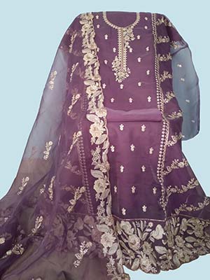 Purple color georgette four piece
